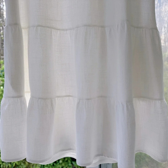 Altered State Crisp White Tiered Mini dress Rayon/Linen blend. Layered w/pockets - Picture 8 of 14